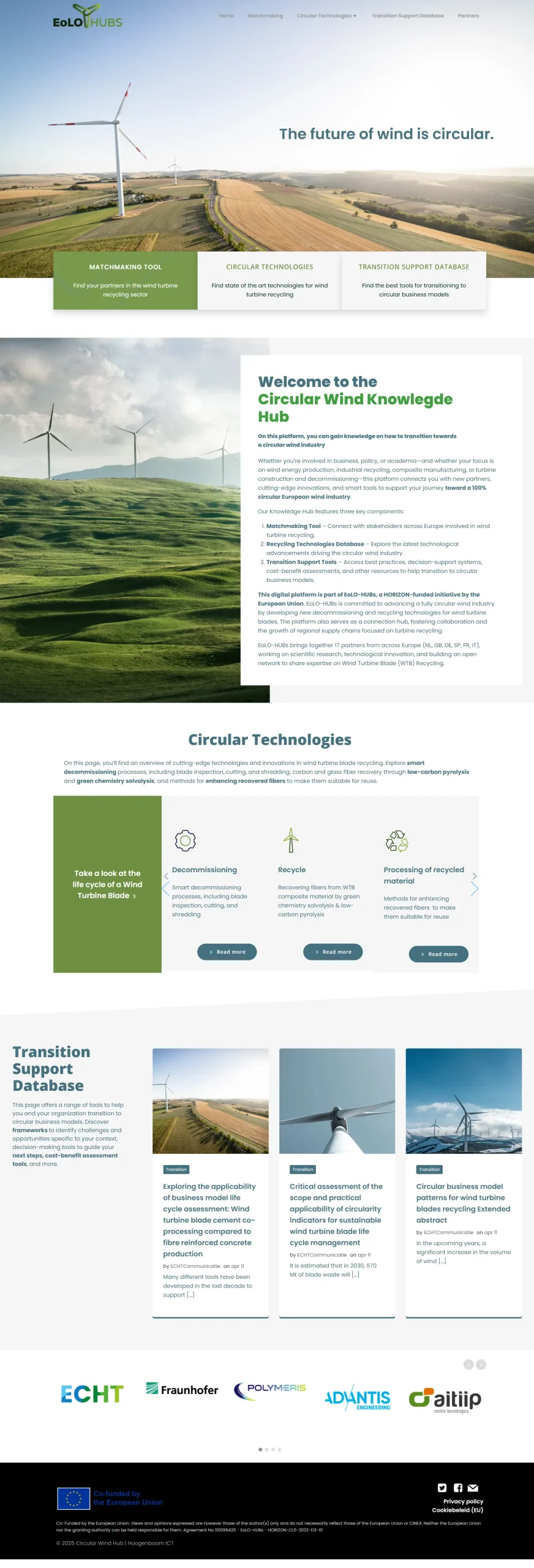 Website van Circular Wind Hub