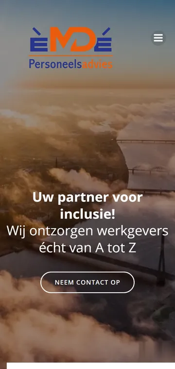 Website van EMDE Personeelsadvies op een telefoon